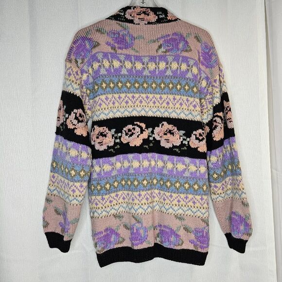 Vintage Roberta Frost Wool Cottagecore Hand Knit Oversized Long Cardigan Sweater - Picture 7 of 13